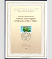 Alemania #1437 1985 Tarjeta informativa oficial "Frontera danesa alemana - Emisión conjunta"