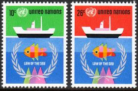 Naciones Unidas Nueva York #254-255 1974 Serie completa Nueva NH "Derecho del Mar"