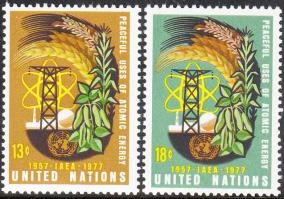 Naciones Unidas Nueva York #289-290  1977 Serie completa Nueva NH "Uso pacífico de la energía atómica"