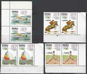 PERU #997 - 1000 1990 Serie completa en pares Nueva NH Scott $32.00 "IV Juegos Sudamericanos"