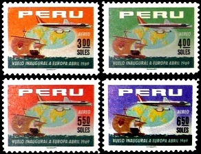 PERU #C238-C241 1969 Usada