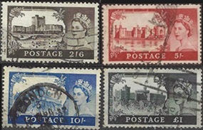 Gran Bretaña  #309 - 312  1955  Serie completa cat, Scott $52.50 "Castillos"