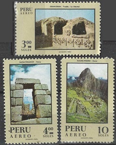 PERU #C294 - C295 y #297 1970  Nuevas NH "Arquitectura precolombina peruana"