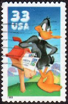 Estados Unidos # 3306  1999 "Pato Duffy apoyado en buzón de correos"