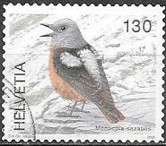 Suiza  #1307  2008 Scott $1.50  "Zorzal rojo común"