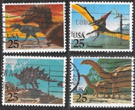 ESTADOS UNIDOS #2422 - 2425   1989  Serie completa "Dinosaurios"