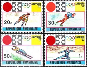 RUANDA #436 - #439  1972  Nuevas  "Olimpiadas de invierno de Sapporo"