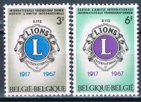 Belgica #679 - 680 1967 Serie completa Nueva NH "50 años del Club de Leones Internacional"