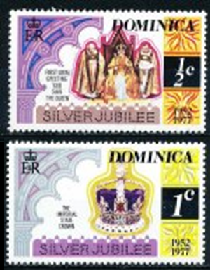 Dominica  #521 - 522  1977  Nuevas LH  "25 años del reinado de Isabel II"
