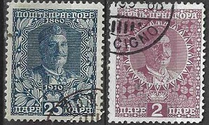 Montenegro #105 y #109 1913
