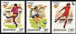 RWANDA #1095 - 1097  1982 Nuevas (Hinged) "Copa mundial de futbol España 82"