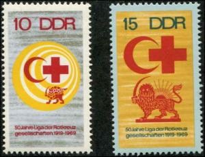 Alemania Republica Democratica  #1099 - 1100  1969  Serie completa Nueva NH  "50 Años de la Liga de Sociedades de la Cruz Roja"