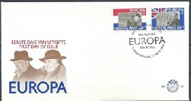 Holanda #605 - 606 1980 Serie completa en F.D.C. "Europa - Reina Wilhelmina y W.Churchill"