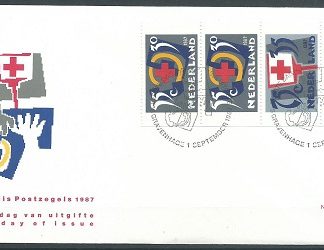 Holanda #B631a  1987 F.D.C. con boklet panel "Cruz Roja"
