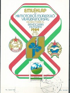 Hungria #2861 1984 Maxicard con matasello conmemorativo de avión "Exhibición aeronáutica"