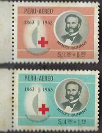 PERU #CB6 - CB7  1964  Serie completa Nuevas NH "Henry Dunant - Centenario de la Cruz Roja"
