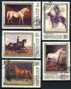 RUSIA #5694-5698  1988-Serie completa "Pinturas ecuestres"