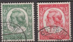 Alemania III Reich #446 - 447   1934  Serie completa "175 años del natalicio de von Schiller, escritor"