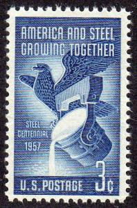 ESTADOS UNIDOS # 1090  1957  USADA "America y el acero creciendo juntos"