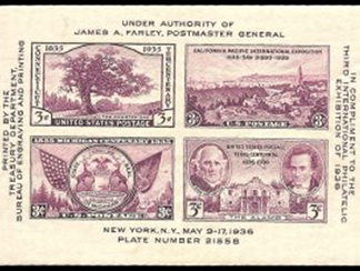 Estados Unidos   # 778 1936 H.S.  Nueva NH  "III Exhibición filatélica internacional"