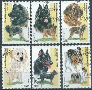 Chad  YT#1172A  - 1177A  2000  Serie completa "Razas caninas"