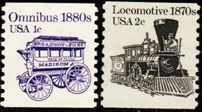 ESTADOS UNIDOS #1897 - 1897A  1981 Nuevas NH "Carreta ómnibus y locomotora"