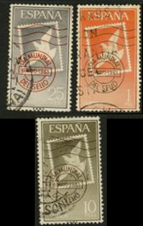 España #987 - 989  1961  Serie completa "Dia del sello - Paloma en sello"