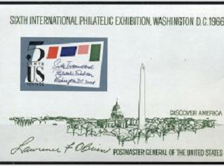 Estados Unidos #1311 1966 H.S. "VI Exposición filatélica internacional Washington DC"