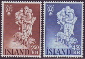 Islandia #325 - 326 1960 Serie completa Nueva (Hinged) Scott $1.30 "Año mundial de los refugiados"