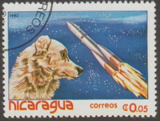 Nicaragua #1152 1982 "Laica, primer pero en el espacio"