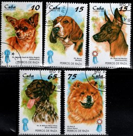 Cuba #3913 - 3917  1998  Serie completa  "Razas caninas"