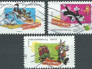 Francia #3605 - 3607  2009  Serie completa Scott $1.35 "Loony toons"