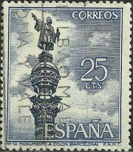 España #1280  1965  "Monumento a Colon en Barcelona"