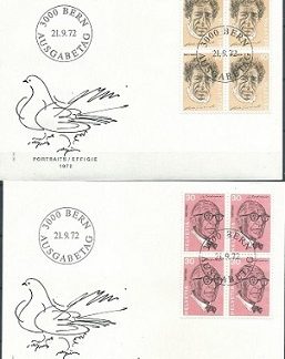 Suiza #546 y 548  1972  F.D.C. Cuadros