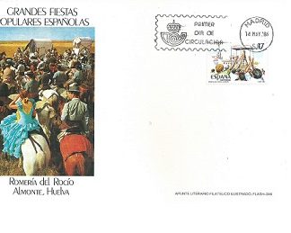 España #2477   1986 F.D.C. Maxicard informativa "Romería del Roció, Huelva"