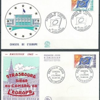 Francia #1O13 - 1O14  1965   F.D.C. "Consejo de Europa"