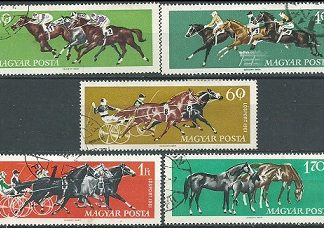 Hungria #1406 - 1410   1961  "Carreras de caballos"