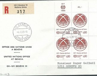 Naciones Unidas – Ginebra #129 1985 F.D.C.