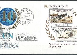 Naciones Unidas – Ginebra #137 1983 F.D.C. con H.S.