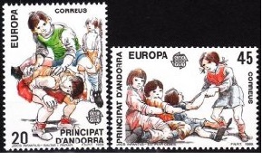 Andorra adm.Española #200 - 201 1989 Serie completa Nuevas NH Cat $2.05 "Europa - Juegos infantiles"
