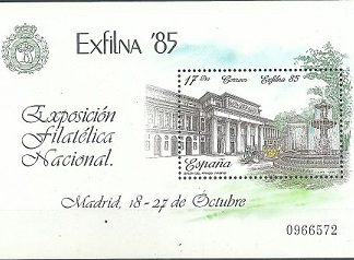 España #2452  1985  H.S. Nueva "Museo del Prado - Exfilma 85 exposición filatélica mundial - Museo del Prado"
