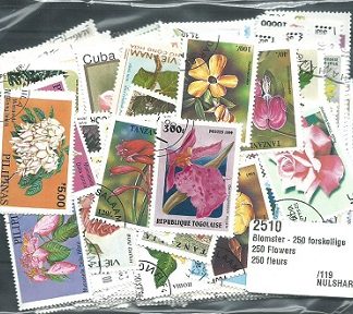 Mixtura 250 estampillas de flores