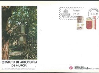 España #2341 1983 Tarjeta informativa con sello de primer día "Murcia región autónoma"