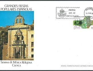 España #2472   1986 F.D.C. en maxicard informativa "Festival de musical religiosa, Cuenca"
