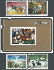 Zaire #1000 - 1004 1980 Serie completa con H.S. Nuevas "Navidad"