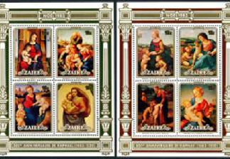 Zaire #1129 - 1130 1983 H.S. Serie completa Nueva "Pinturas de Rafael - Navidad"