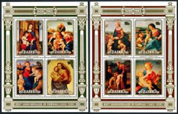 Zaire #1129 - 1130 1983 H.S. Serie completa Nueva "Pinturas de Rafael - Navidad"