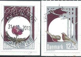Dinamarca #1658 y #1660  2013 autoadhesivas en protector "Navidad"