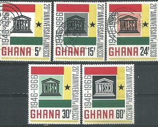 GHANA  #264 - 268  1966 Serie completa "20 años de la UNESCO"