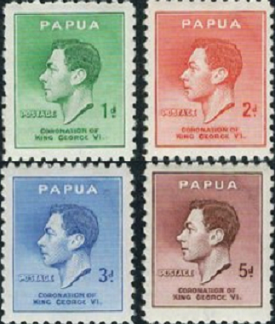 PAPUA NUEVA GUINEA #118 - 121  1937  Serie completa Nueva NH "Coronación del rey Jorge VI"